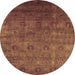 Round Machine Washable Oriental Orange Industrial Area Rugs, wshurb2656org