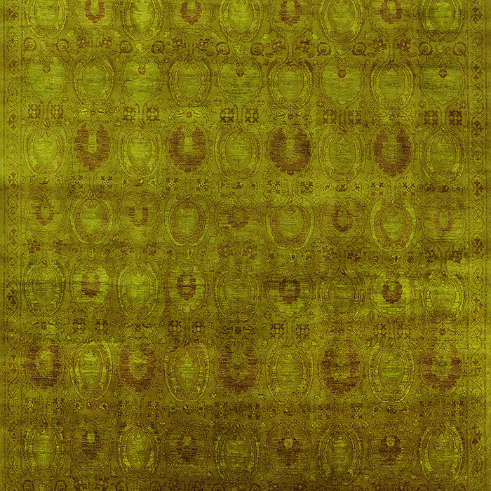 Machine Washable Oriental Yellow Industrial Rug, wshurb2656yw