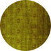 Round Oriental Yellow Industrial Rug, urb2656yw