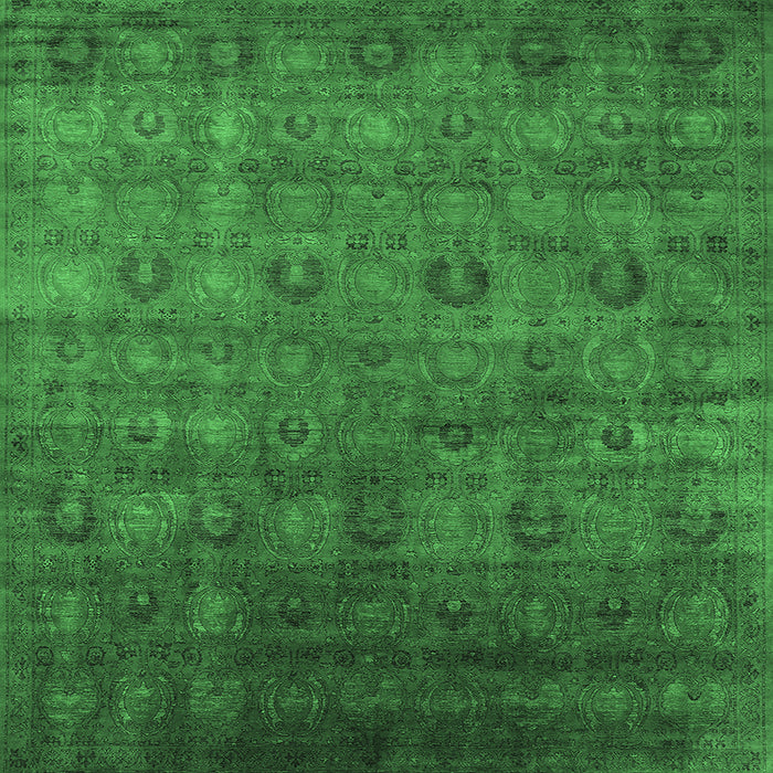 Square Machine Washable Oriental Emerald Green Industrial Area Rugs, wshurb2656emgrn