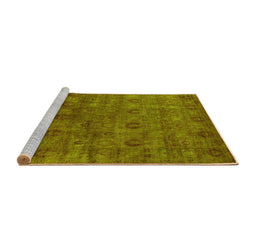 Sideview of Machine Washable Oriental Yellow Industrial Rug, wshurb2656yw