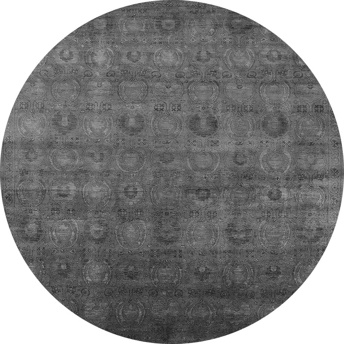 Round Machine Washable Oriental Gray Industrial Rug, wshurb2656gry