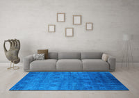 Machine Washable Oriental Light Blue Industrial Rug, wshurb2656lblu