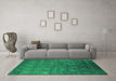 Machine Washable Oriental Green Industrial Area Rugs in a Living Room,, wshurb2656grn