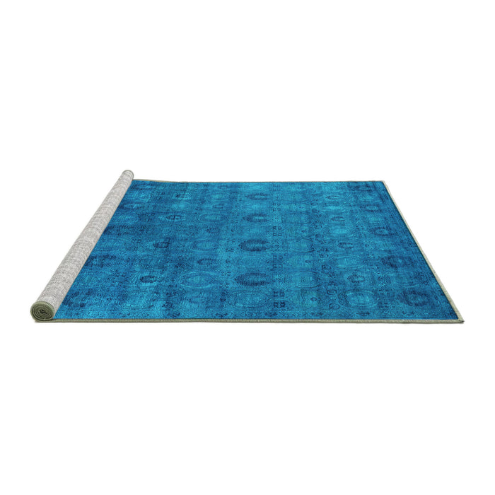 Sideview of Machine Washable Oriental Turquoise Industrial Area Rugs, wshurb2656turq