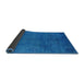 Sideview of Mid-Century Modern Neon Blue Oriental Rug, urb2657