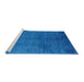 Sideview of Machine Washable Industrial Modern Neon Blue Rug, wshurb2657