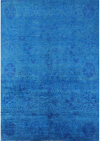 Machine Washable Industrial Modern Neon Blue Rug, wshurb2657