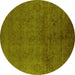 Round Oriental Yellow Industrial Rug, urb2657yw