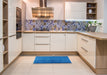 Mid-Century Modern Neon Blue Oriental Rug in a Kitchen, urb2657