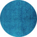 Round Oriental Turquoise Industrial Rug, urb2657turq