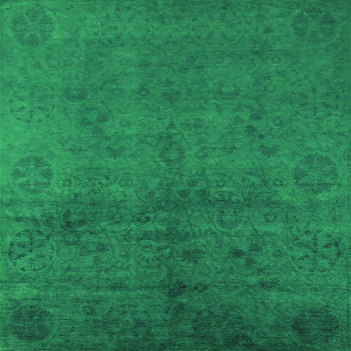 Square Machine Washable Oriental Green Industrial Area Rugs, wshurb2657grn