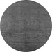 Round Oriental Gray Industrial Rug, urb2657gry