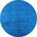 Round Oriental Light Blue Industrial Rug, urb2657lblu