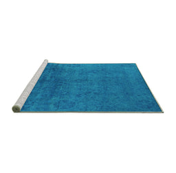 Sideview of Machine Washable Oriental Turquoise Industrial Area Rugs, wshurb2657turq