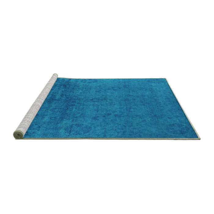 Sideview of Machine Washable Oriental Turquoise Industrial Area Rugs, wshurb2657turq