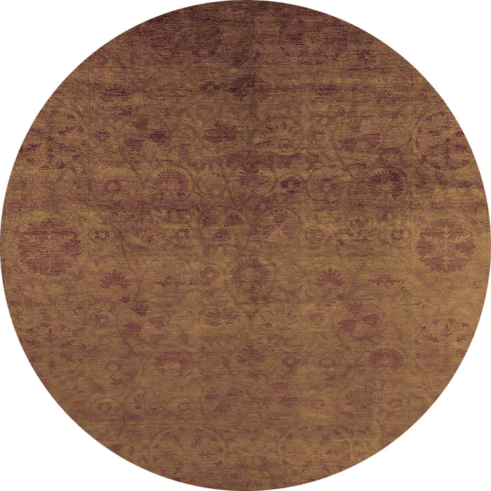 Round Machine Washable Oriental Orange Industrial Area Rugs, wshurb2657org