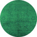 Round Oriental Green Industrial Rug, urb2657grn