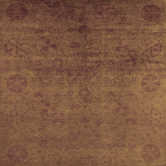 Square Machine Washable Oriental Orange Industrial Area Rugs, wshurb2657org