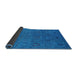 Sideview of Mid-Century Modern Deep Sky Blue Oriental Rug, urb2658