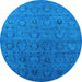 Round Oriental Light Blue Industrial Rug, urb2658lblu