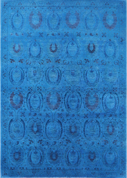 Mid-Century Modern Deep Sky Blue Oriental Rug, urb2658