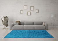 Machine Washable Oriental Turquoise Industrial Rug, wshurb2658turq