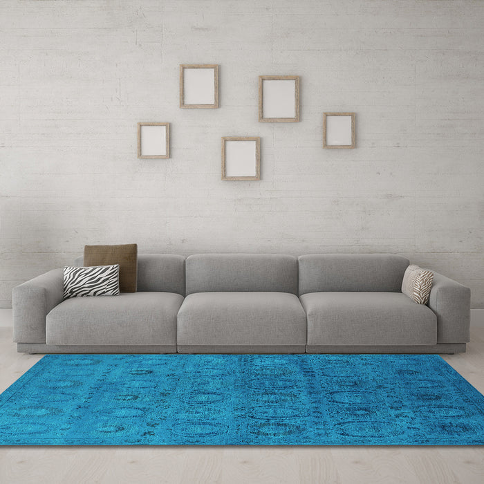 Machine Washable Oriental Turquoise Industrial Area Rugs in a Living Room,, wshurb2658turq