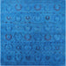 Square Machine Washable Industrial Modern Deep Sky Blue Rug, wshurb2658