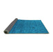 Sideview of Oriental Turquoise Industrial Rug, urb2658turq