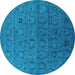 Round Oriental Turquoise Industrial Rug, urb2658turq