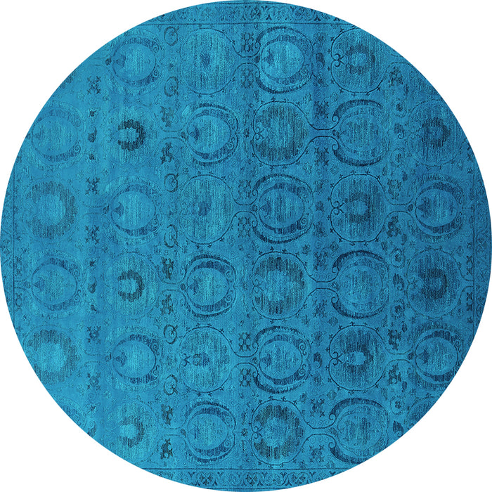 Round Machine Washable Oriental Turquoise Industrial Area Rugs, wshurb2658turq