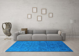 Machine Washable Oriental Light Blue Industrial Rug in a Living Room, wshurb2658lblu