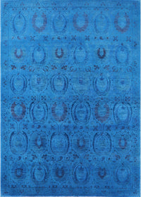 Machine Washable Industrial Modern Deep Sky Blue Rug, wshurb2658