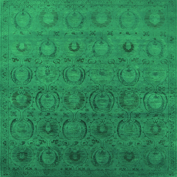 Square Machine Washable Oriental Green Industrial Area Rugs, wshurb2658grn