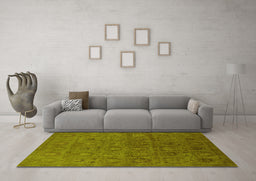 Machine Washable Oriental Yellow Industrial Rug in a Living Room, wshurb2658yw