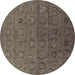 Round Oriental Brown Industrial Rug, urb2658brn