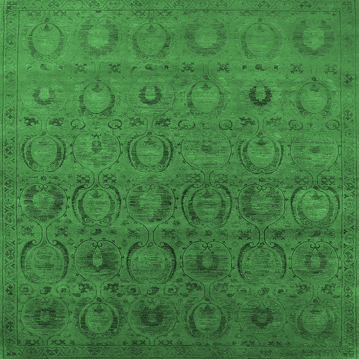 Square Oriental Emerald Green Industrial Rug, urb2658emgrn