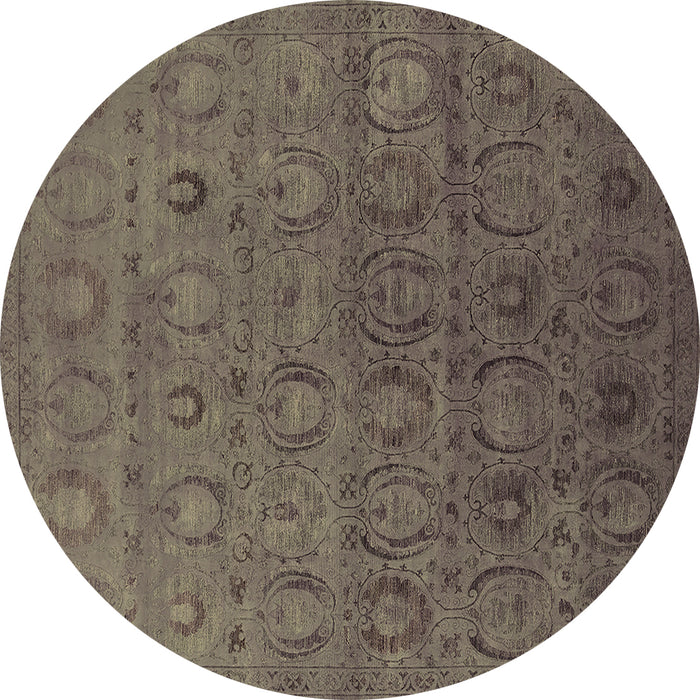 Round Machine Washable Oriental Brown Industrial Rug, wshurb2658brn