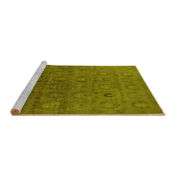 Sideview of Machine Washable Oriental Yellow Industrial Rug, wshurb2658yw