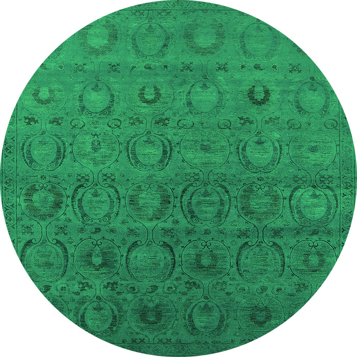 Round Oriental Green Industrial Rug, urb2658grn