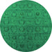 Round Oriental Green Industrial Rug, urb2658grn