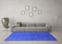 Machine Washable Oriental Blue Industrial Rug, wshurb2658blu