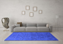 Machine Washable Oriental Blue Industrial Rug in a Living Room, wshurb2658blu