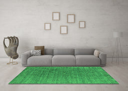 Machine Washable Oriental Green Industrial Area Rugs in a Living Room,, wshurb2659grn