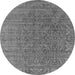 Round Machine Washable Oriental Gray Industrial Rug, wshurb2659gry