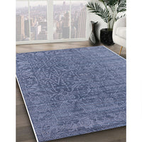 Mid-Century Modern Azure Blue Oriental Rug, urb2659