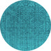 Round Oriental Turquoise Industrial Rug, urb2659turq