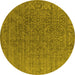 Round Oriental Yellow Industrial Rug, urb2659yw