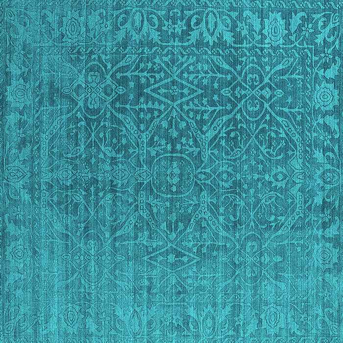 Square Oriental Turquoise Industrial Rug, urb2659turq
